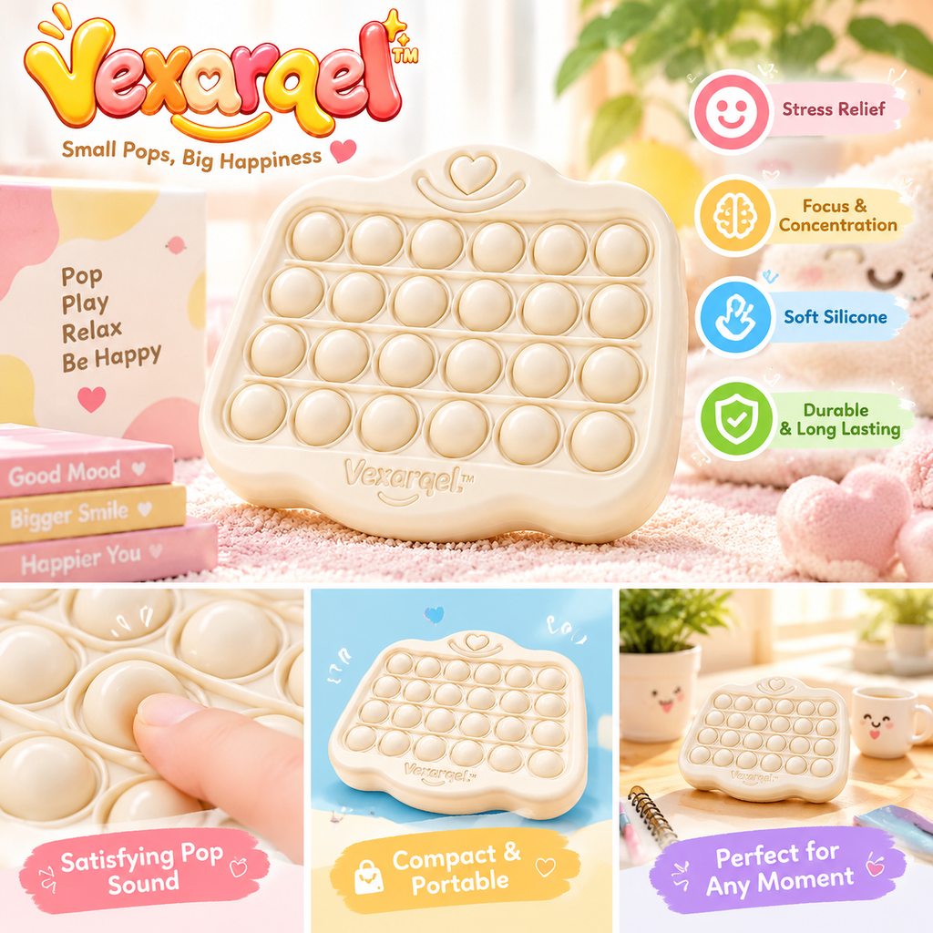 Vexarqel™ Cream Heart Pop-It Fidget Toy — play features