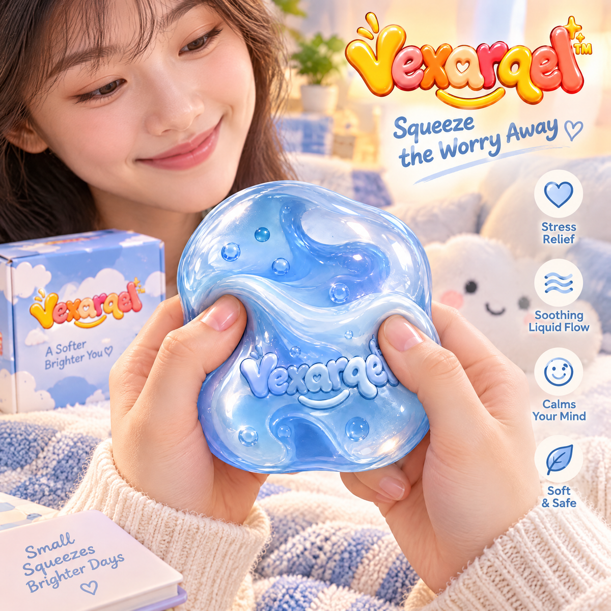 Vexarqel™ Blue Wave Liquid Sensory Squeeze Toy — everyday play