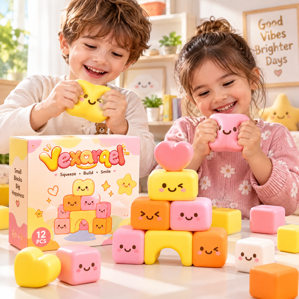 Vexarqel™ Happy Face Building Blocks, 12-Piece Set — everyday play