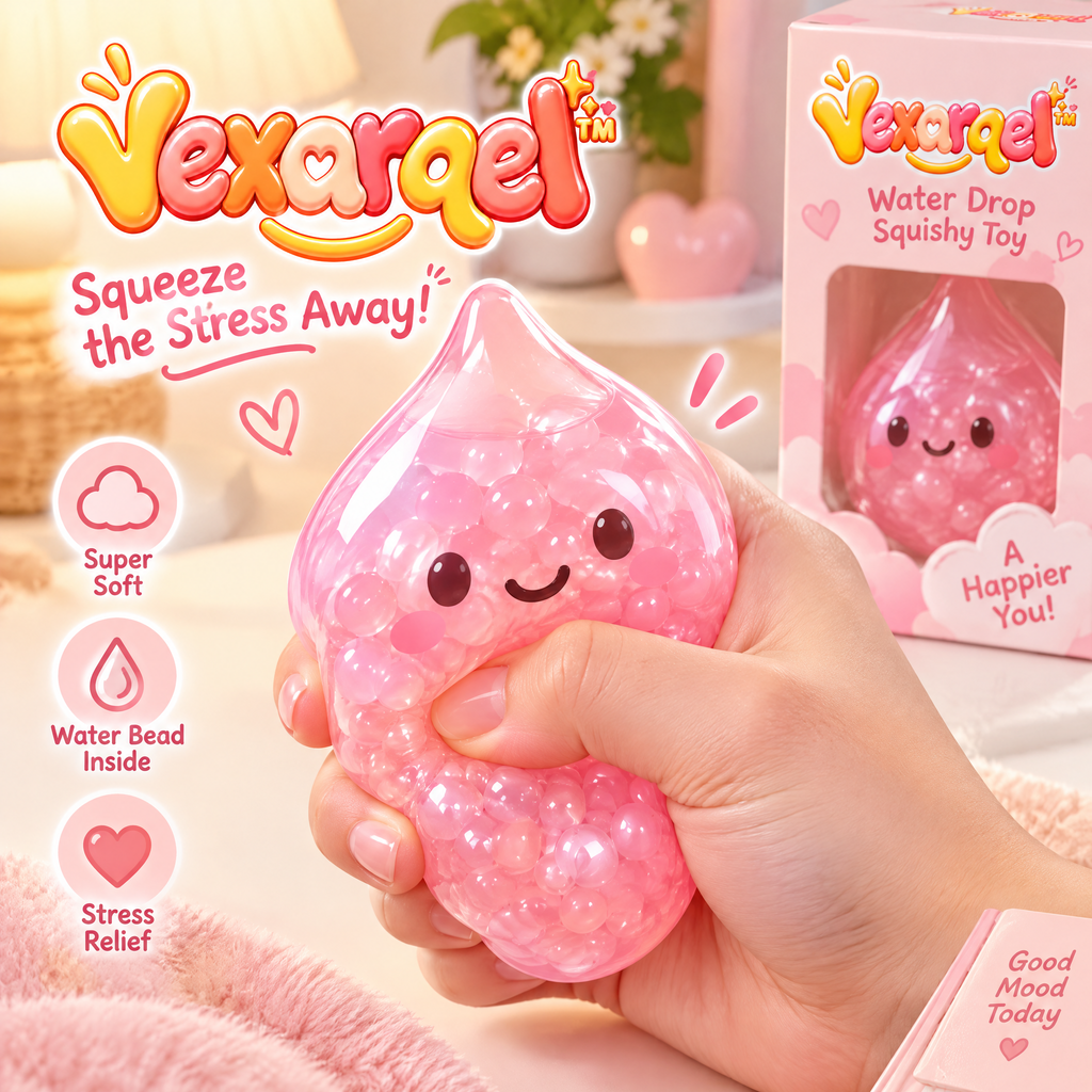 Vexarqel™ Pink Water-Bead Drop Squishy Toy — main view