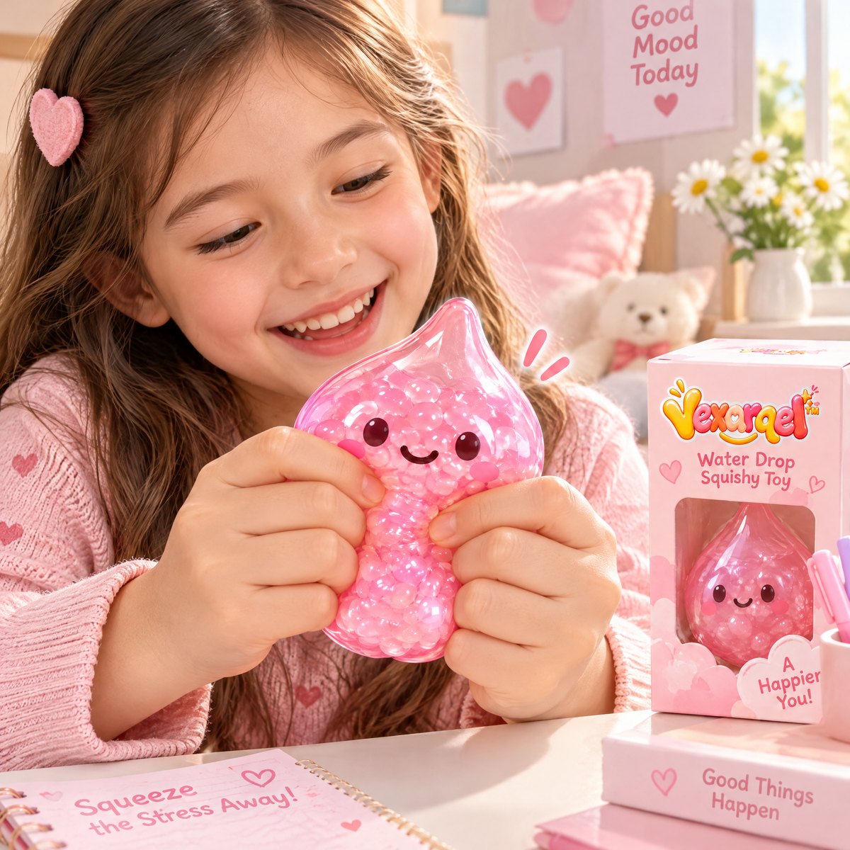 Vexarqel™ Pink Water-Bead Drop Squishy Toy — everyday play