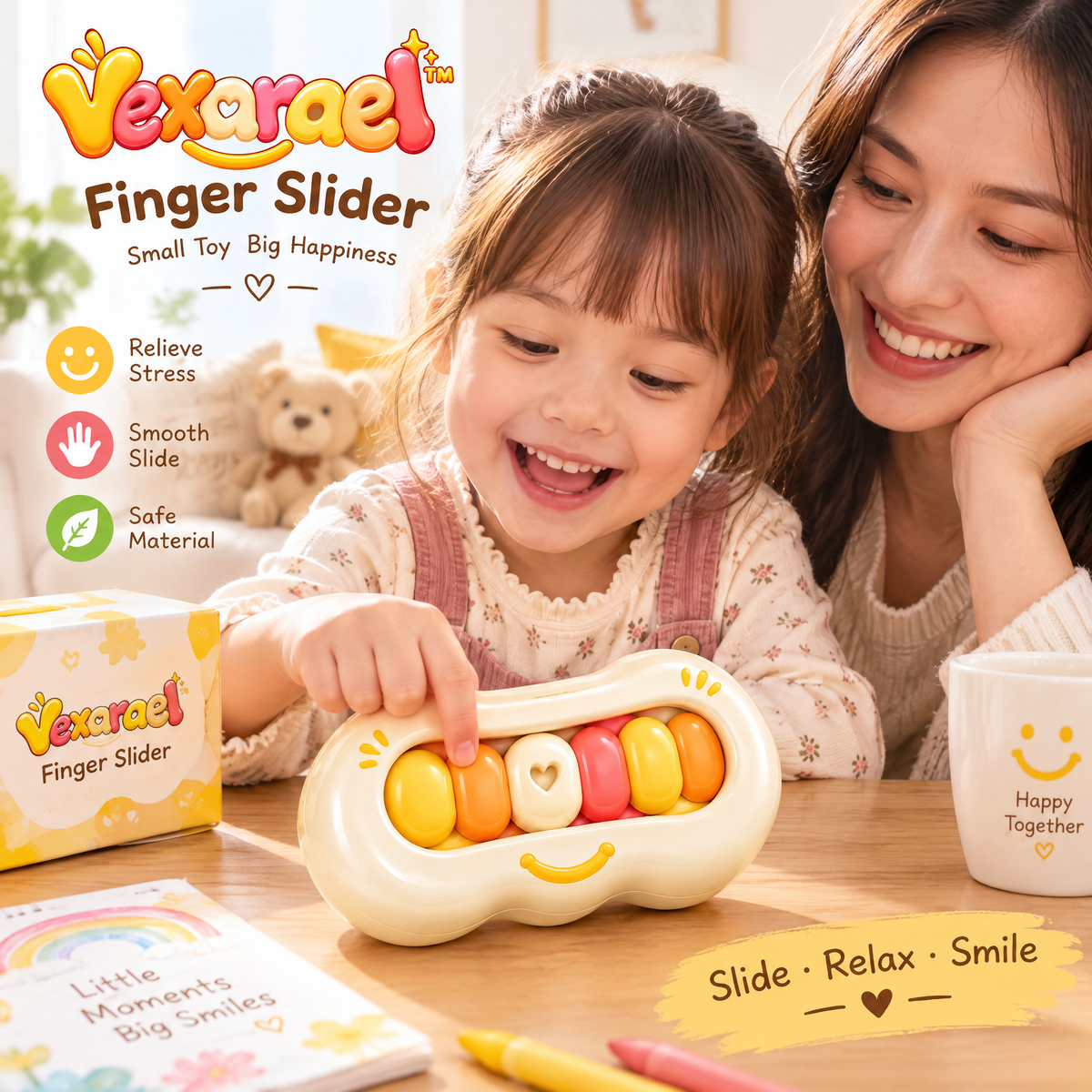 Vexarqel™ Cream Rainbow Finger Slider Fidget Toy — everyday play