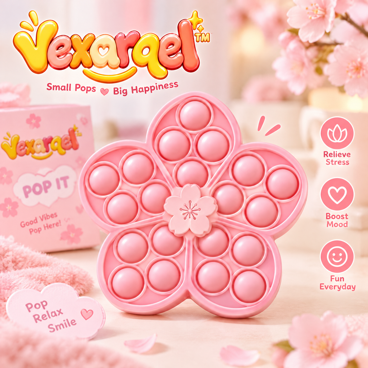 Vexarqel™ Pink Butterfly Pop-It Fidget Toy — main view