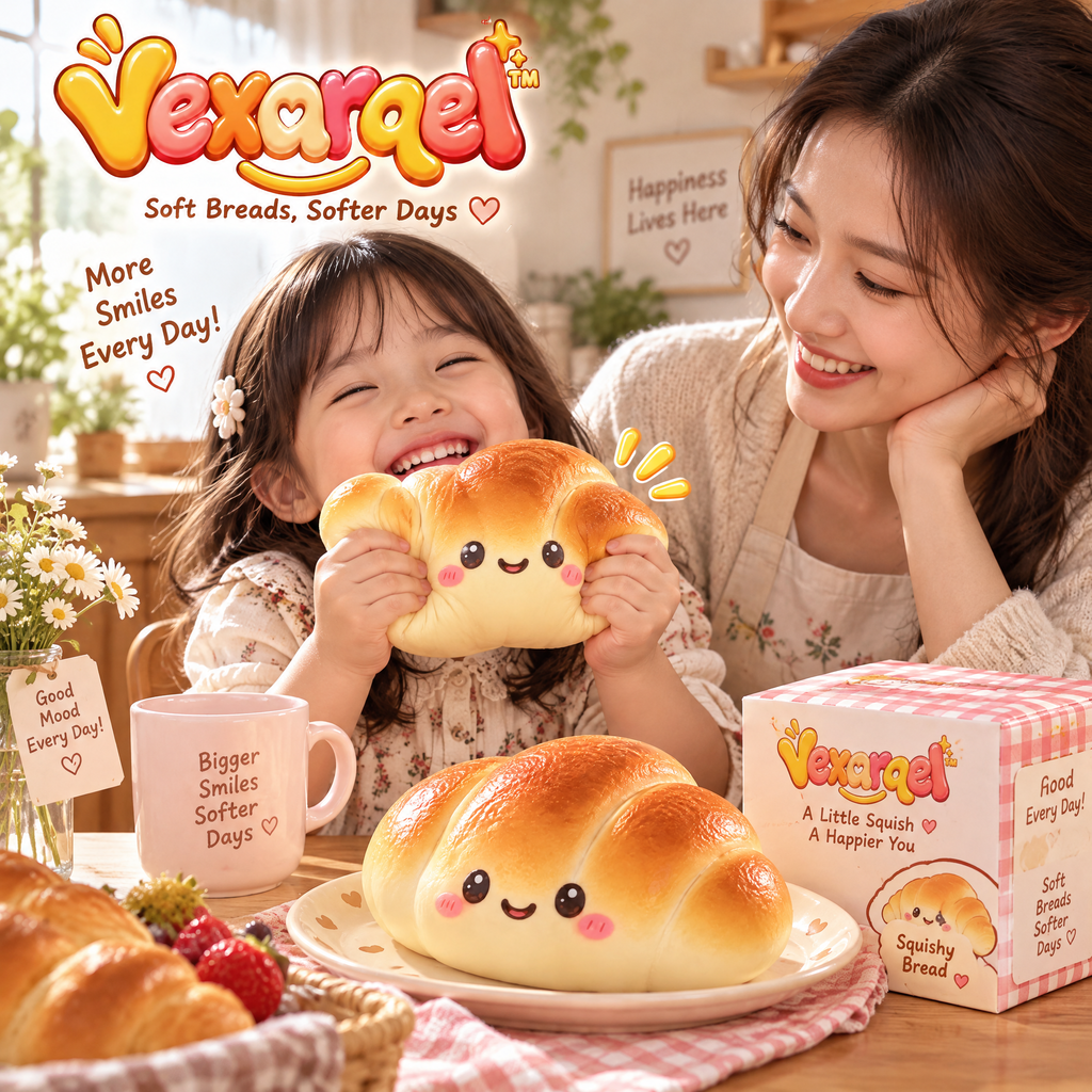 Vexarqel™ Smiling Croissant Squishy Toy — everyday play