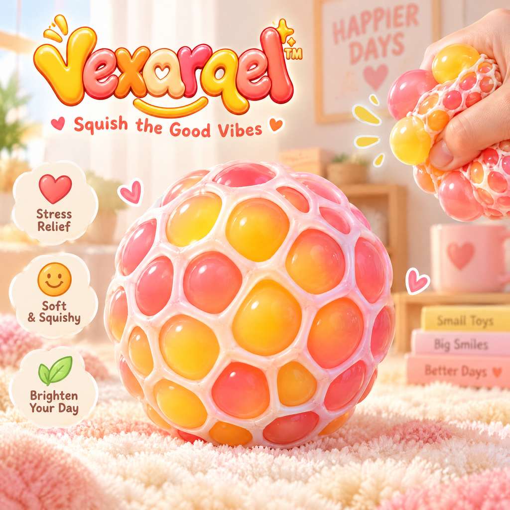 Vexarqel™ Rainbow Bubble Mesh Squeeze Ball — main view