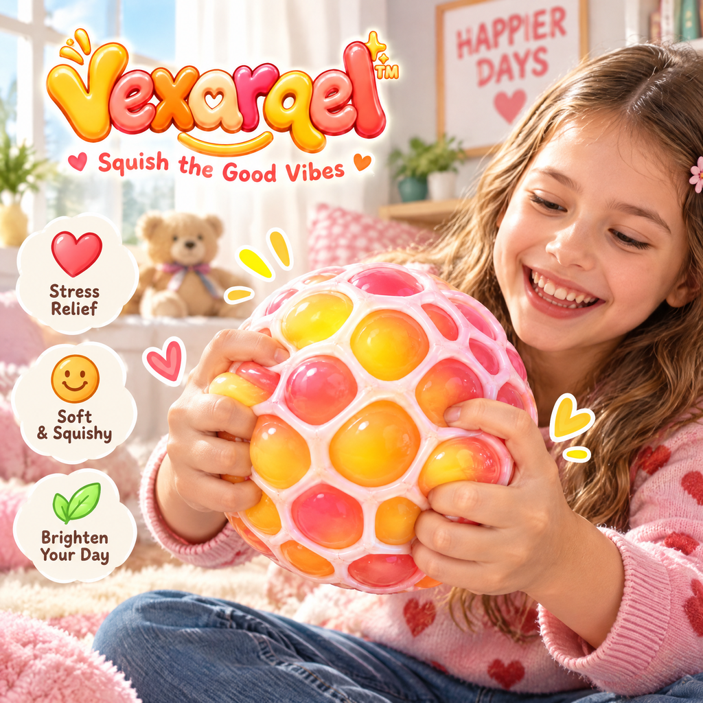 Vexarqel™ Rainbow Bubble Mesh Squeeze Ball — everyday play