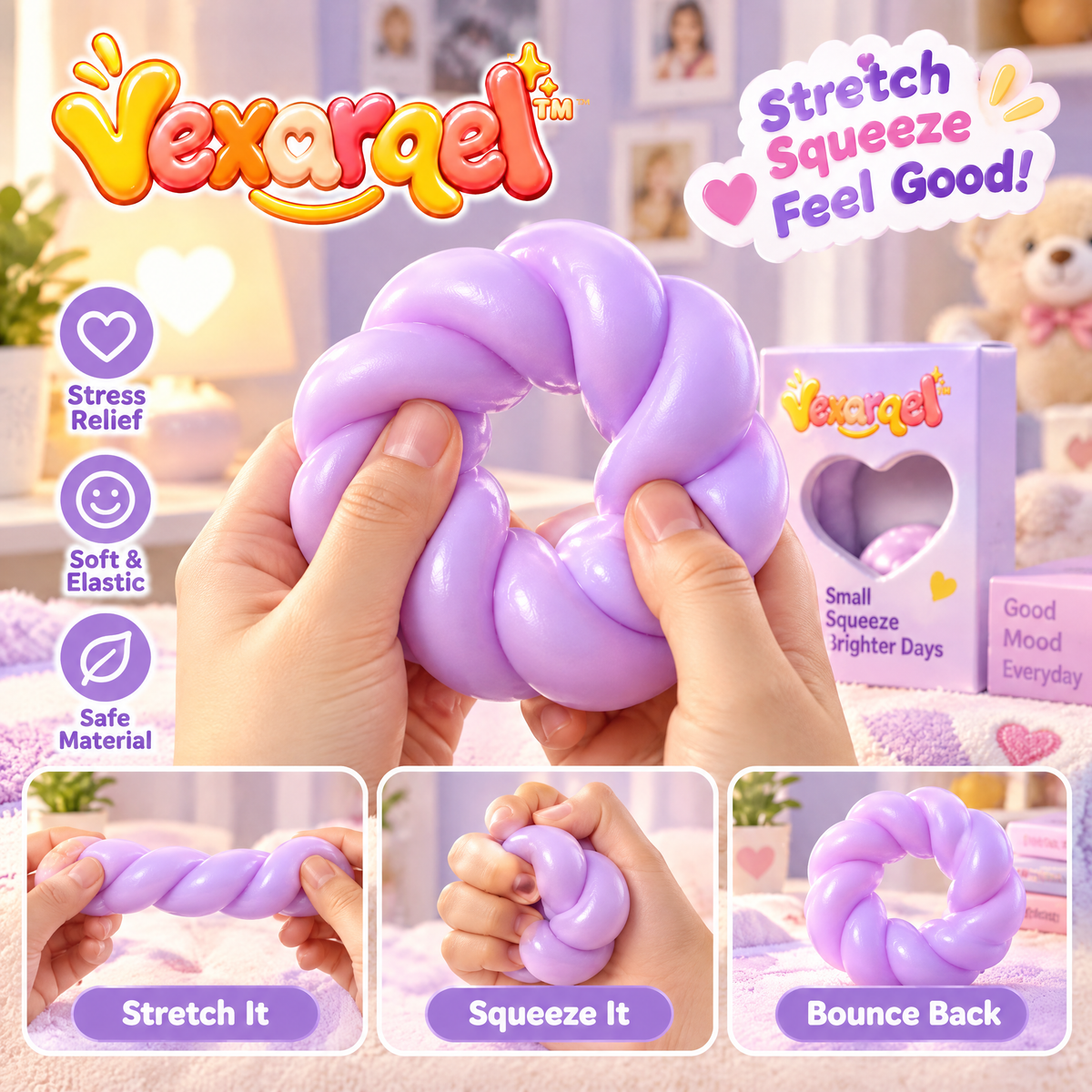 Vexarqel™ Lavender Twist Ring Fidget Toy — everyday play